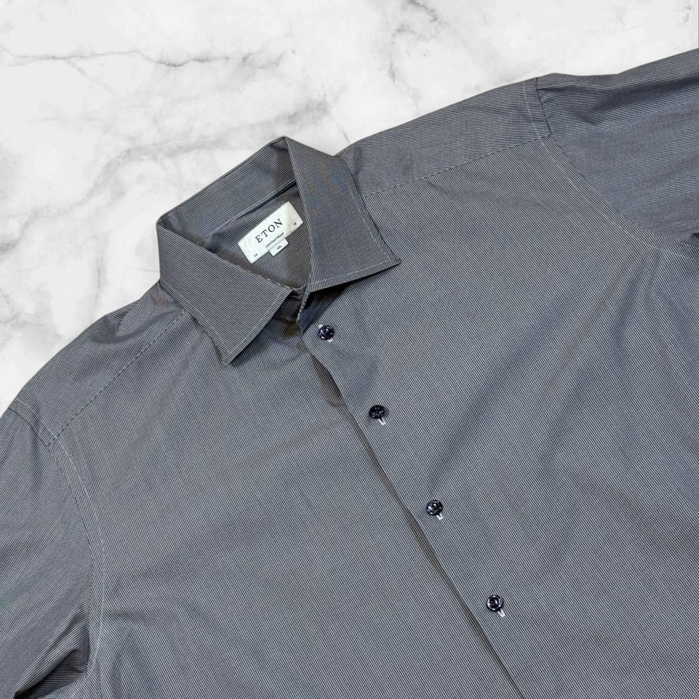 Eton Contemporary Dress Shirt XXL Men's LS Button Down Poplin Cotton Grey